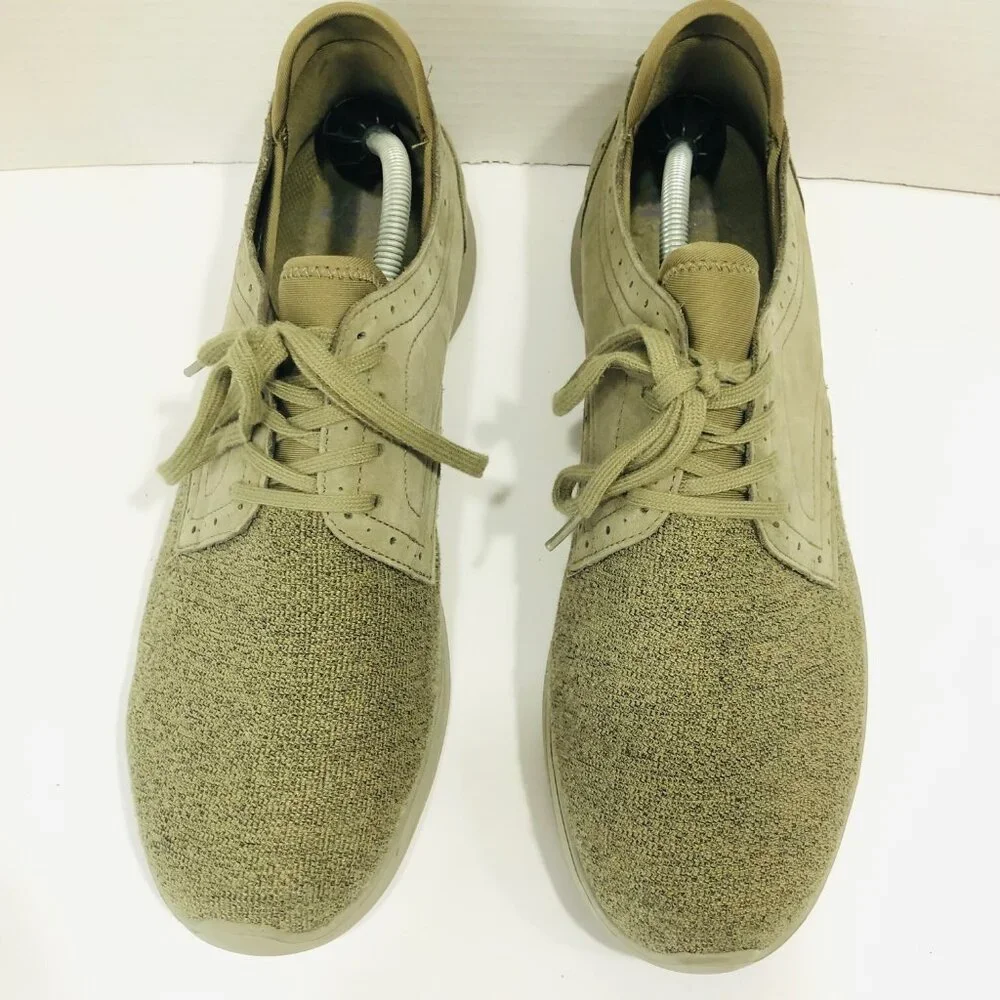Abeo Walking Shoes Men‎ 13 Textile Suede Khaki Lace Up Sneakers Breathable Floyd